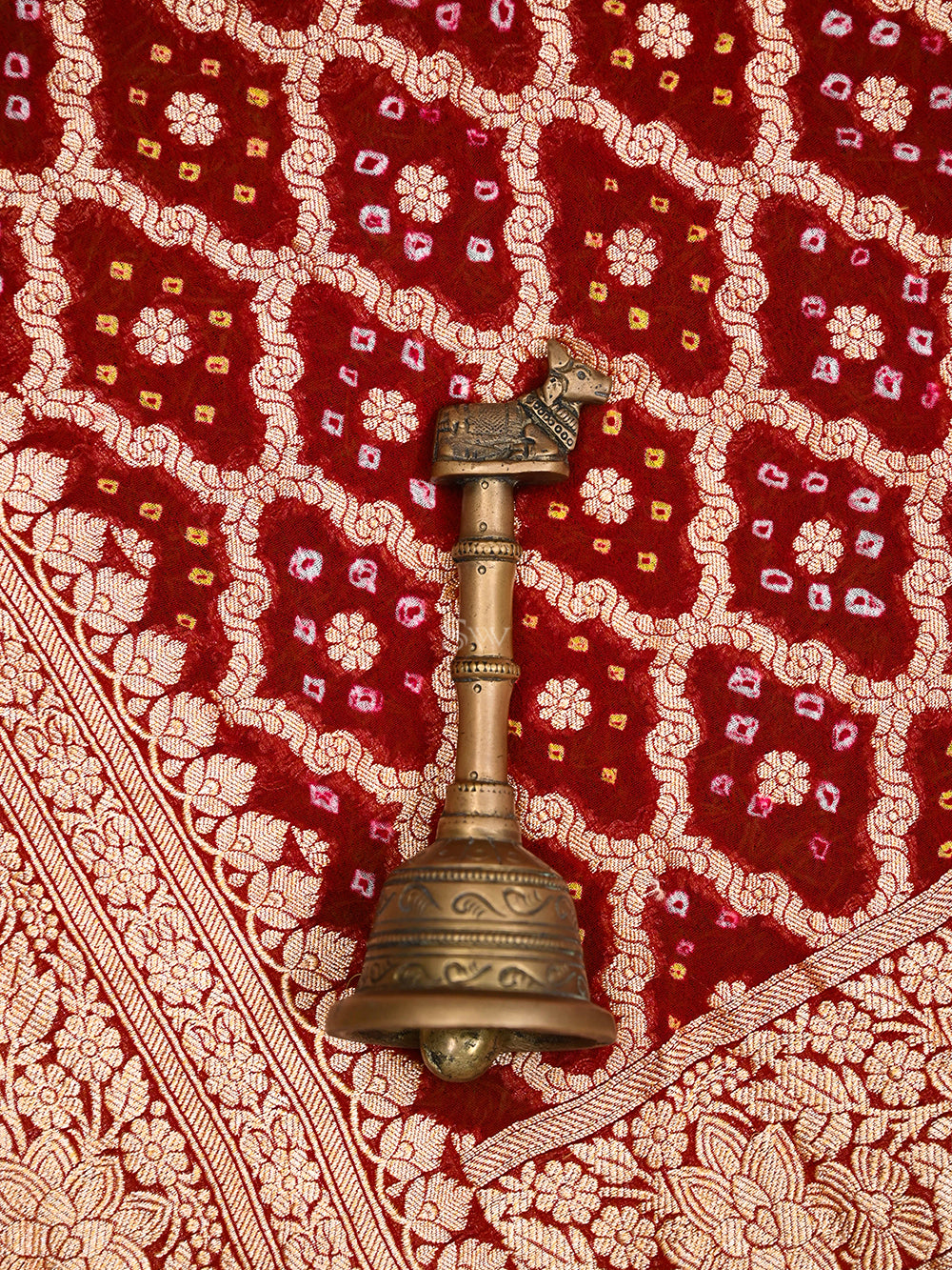 Dark Maroon Bandhani Khaddi Georgette Handloom Banarasi Saree - Sacred Weaves