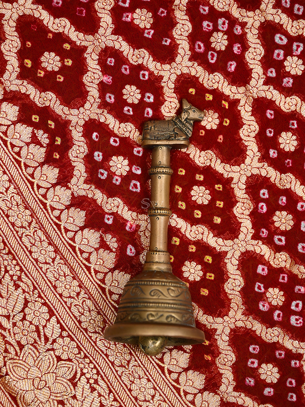 Dark Maroon Bandhani Khaddi Georgette Handloom Banarasi Saree - Sacred Weaves