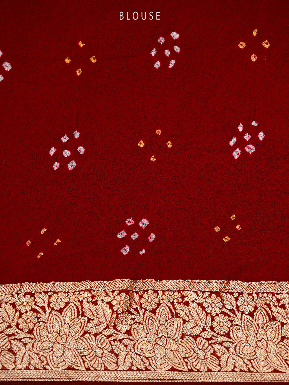Dark Maroon Bandhani Khaddi Georgette Handloom Banarasi Saree - Sacred Weaves