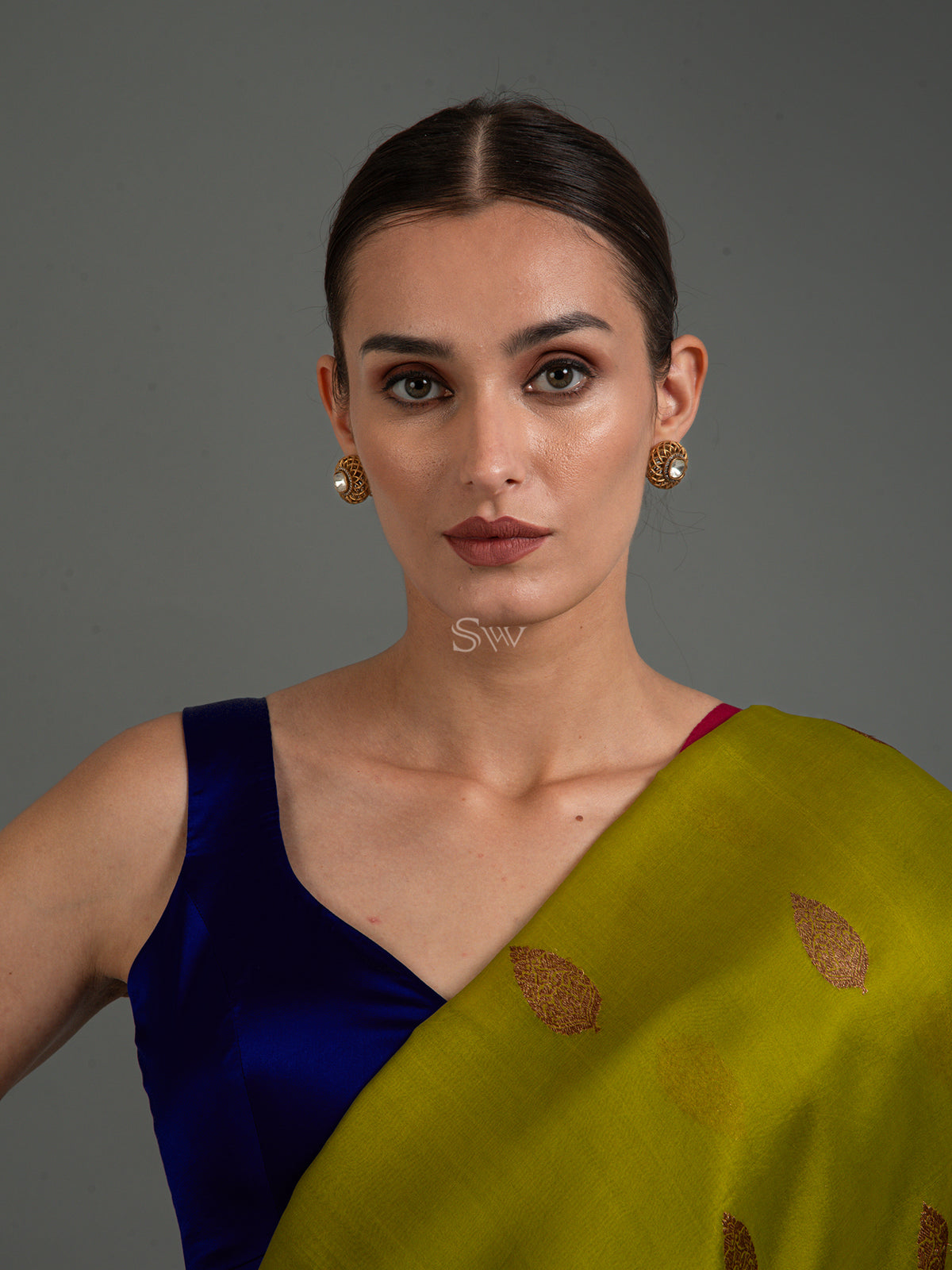 Parrot Green Boota Organza Silk Handloom Banarasi Saree - Sacred Weaves
