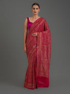 Magenta Jaal Crepe Silk Handloom Banarasi Saree - Sacred Weaves