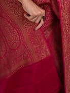 Magenta Jaal Crepe Silk Handloom Banarasi Saree - Sacred Weaves