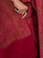 Magenta Jaal Crepe Silk Handloom Banarasi Saree - Sacred Weaves
