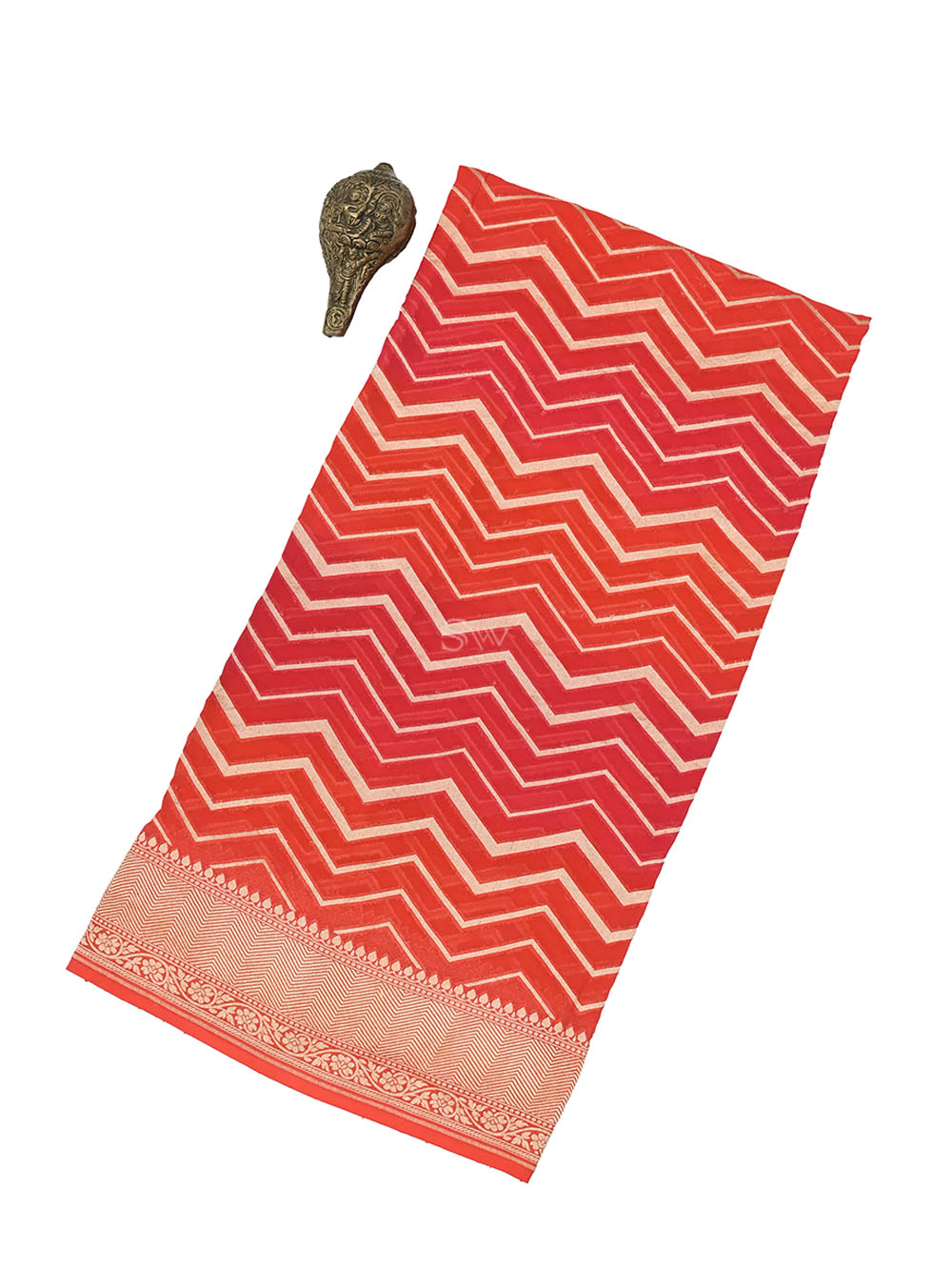 Pink Orange Rangkat Khaddi Georgette Handloom Banarasi Saree