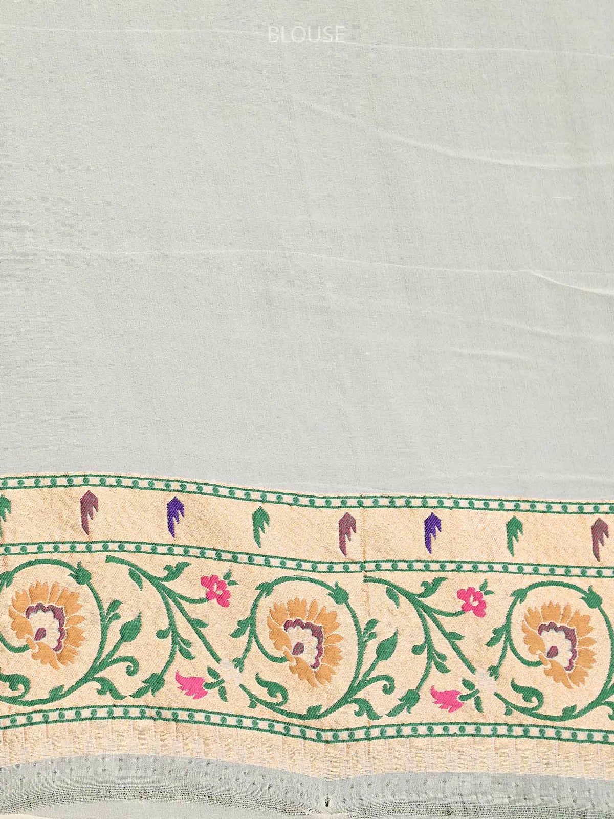 White Pink Paithani Rangkat Khaddi Georgette Handloom Banarasi Saree - Sacred Weaves