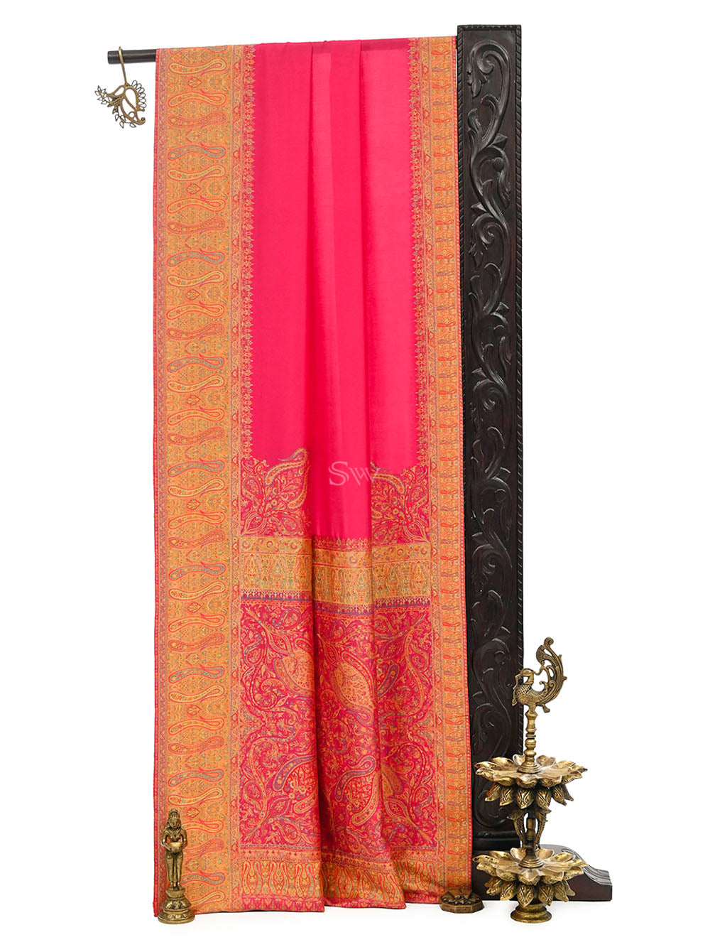 Magenta Pashmina Moonga Silk Handloom Banarasi Saree - Sacred Weaves
