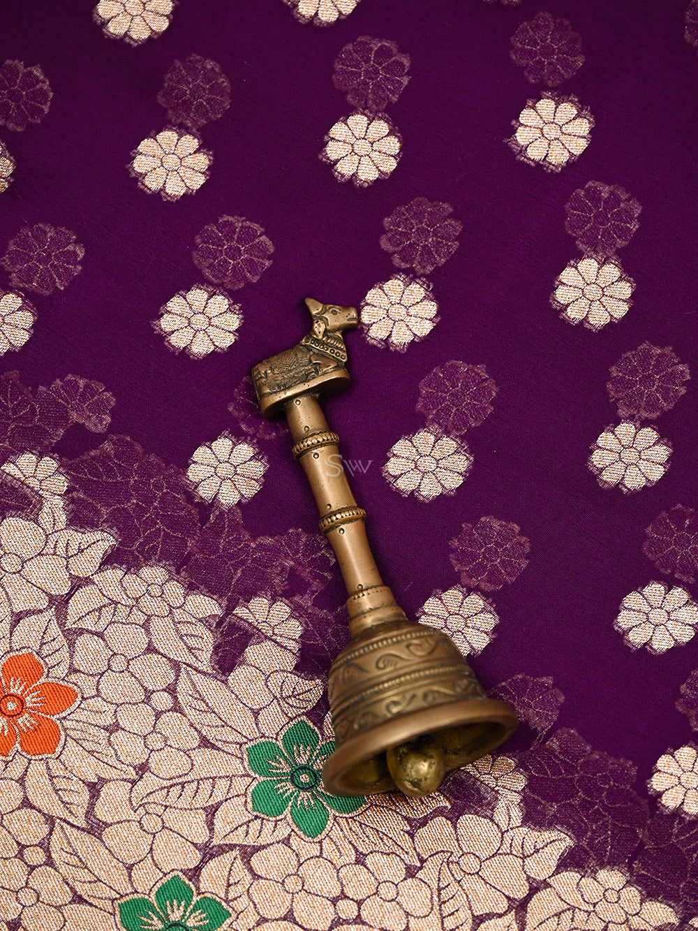 Dark Purple Booti Khaddi Georgette Handloom Banarasi Saree - Sacred Weaves