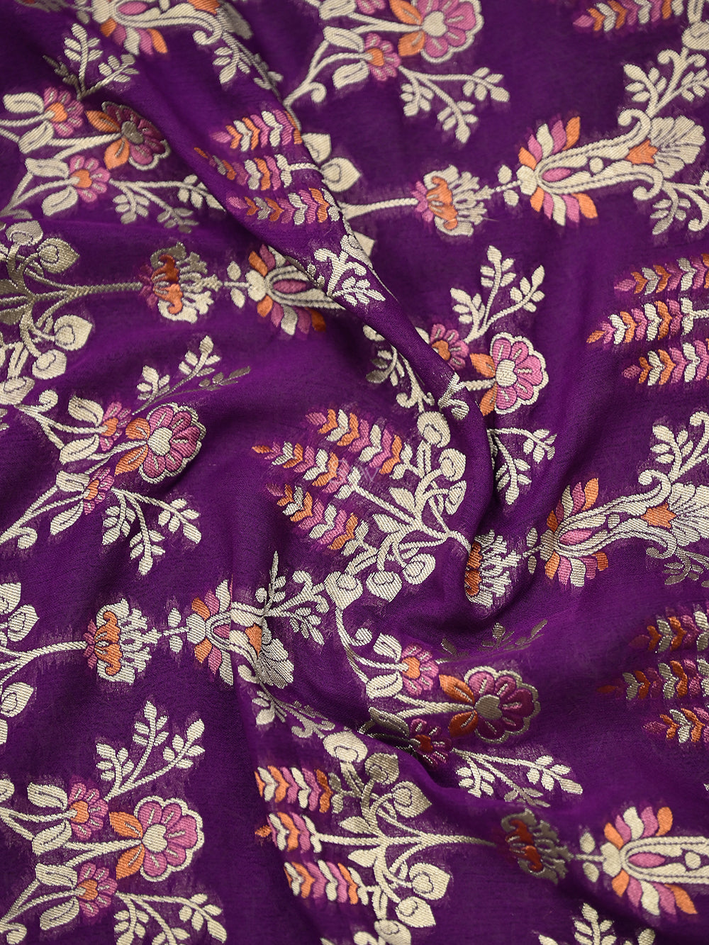 Purple Meenakari Khaddi Georgette Handloom Banarasi Suit - Sacred Weaves