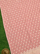 Peach Booti Khaddi Georgette Handloom Banarasi Suit - Gift Box - Sacred Weaves