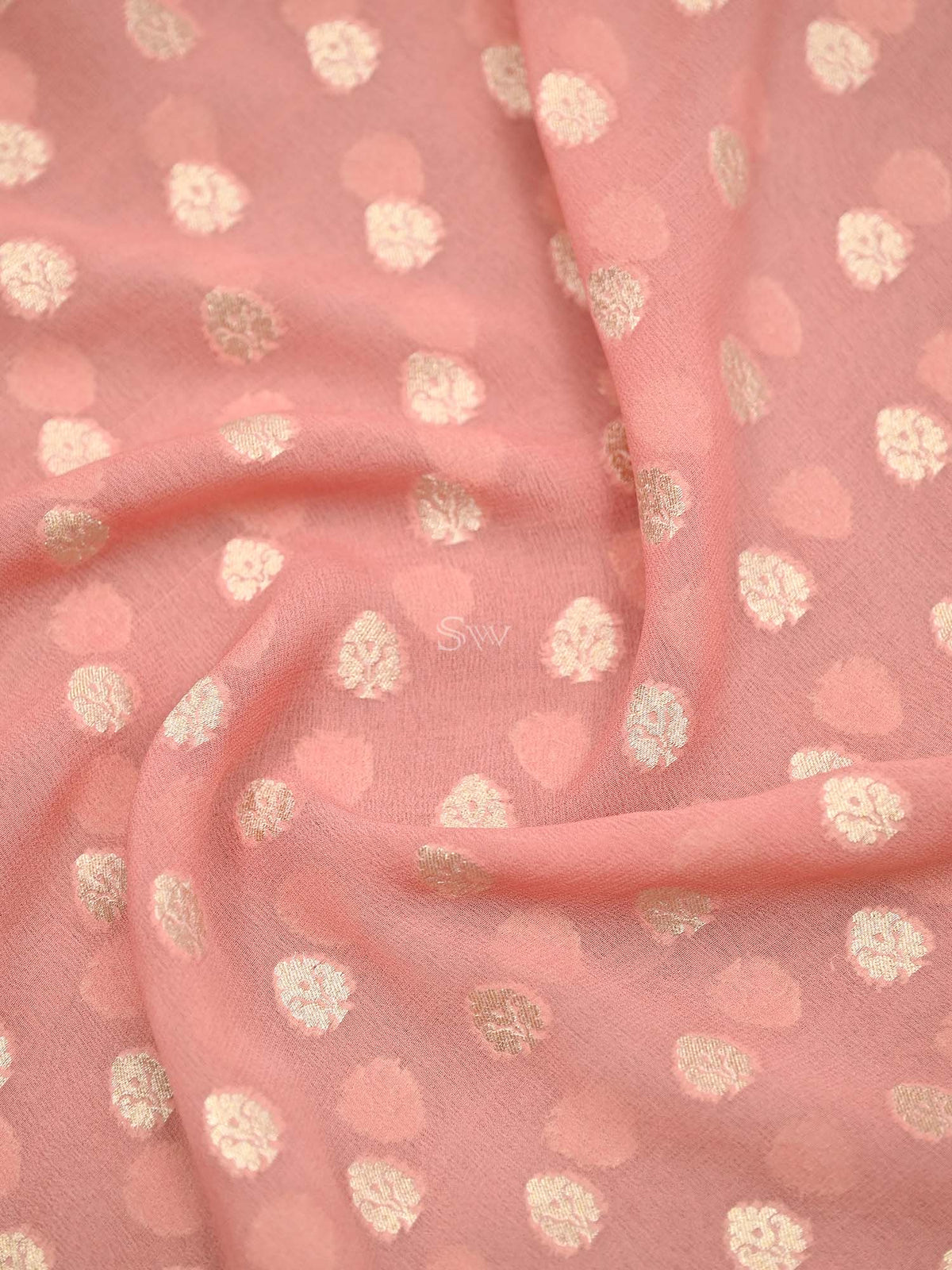 Peach Booti Khaddi Georgette Handloom Banarasi Suit - Gift Box - Sacred Weaves