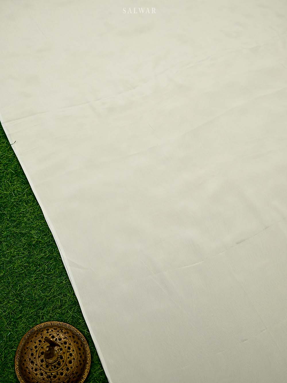 Off White Embroidered Organza Handloom Banarasi Suit - Sacred Weaves