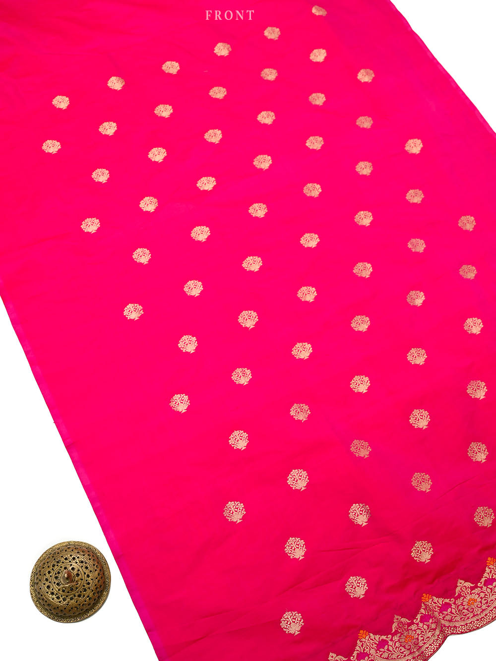Dark Pink Booti Katan Silk Handloom Banarasi Suit - Sacred Weaves