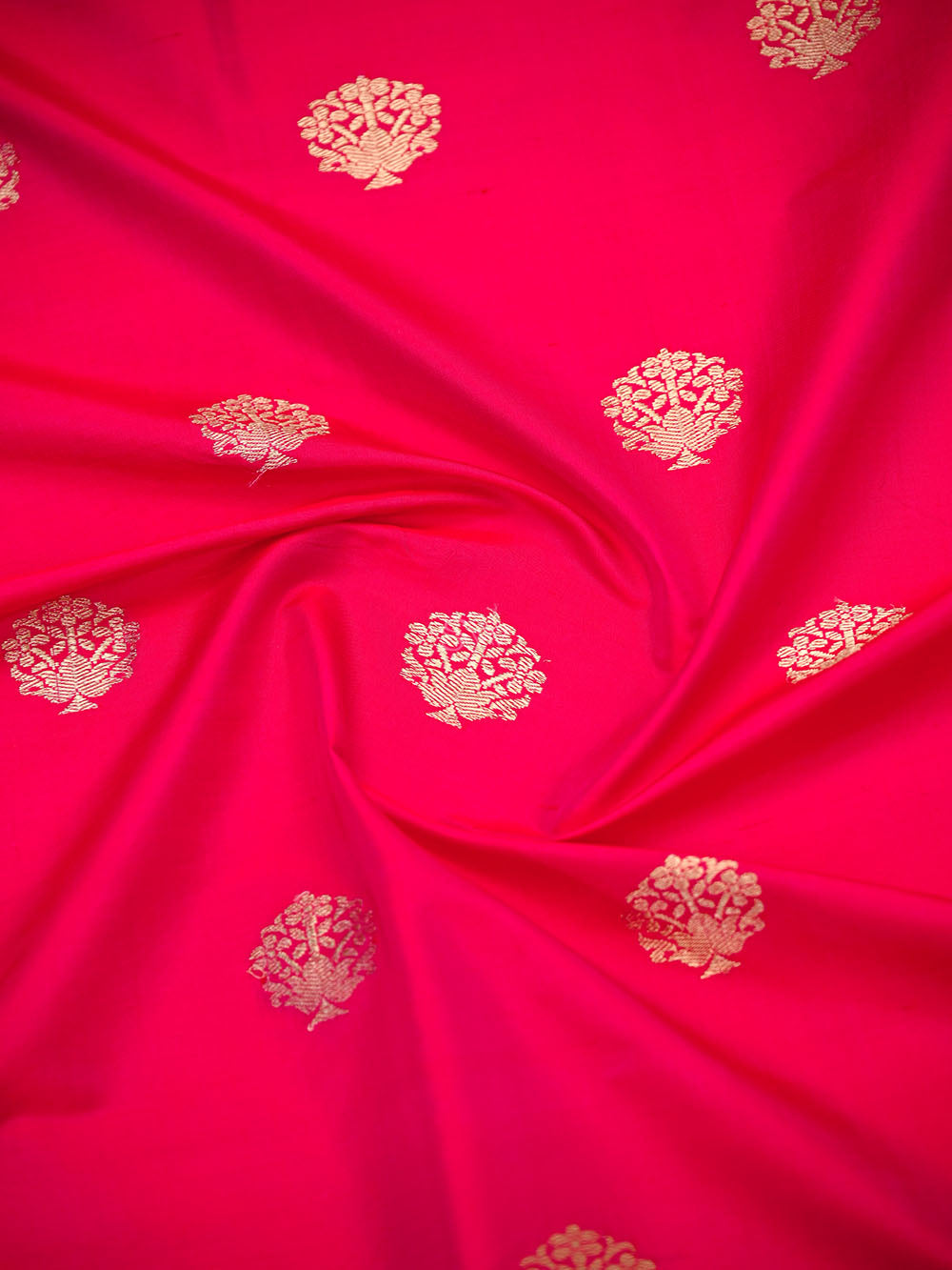Dark Pink Booti Katan Silk Handloom Banarasi Suit - Sacred Weaves