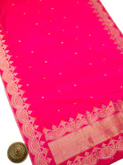 Dark Pink Booti Katan Silk Handloom Banarasi Suit - Sacred Weaves