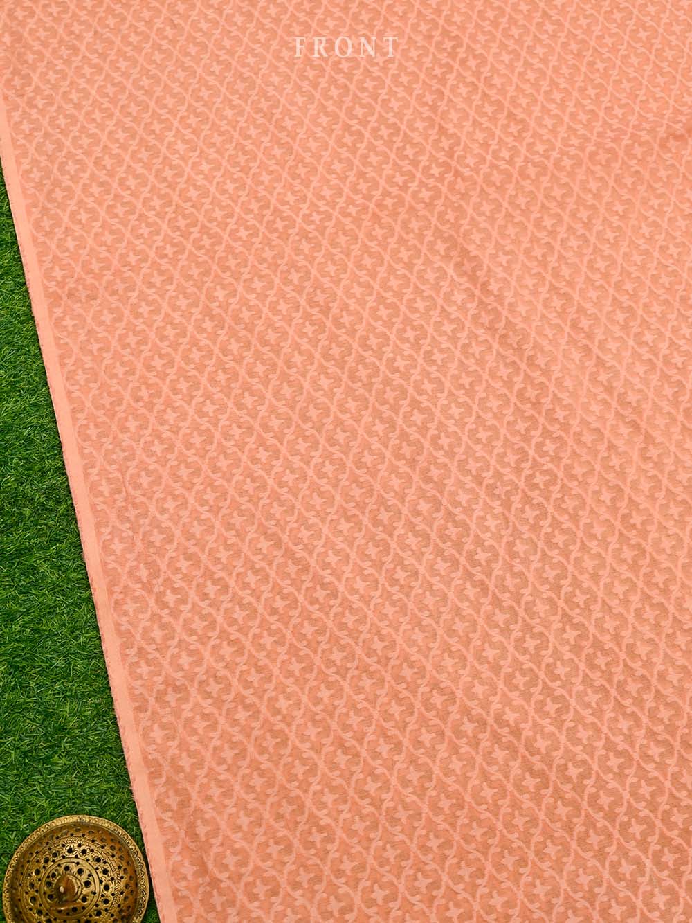 Pastel Orange Jaal Cotton Silk Handloom Banarasi Suit - Sacred Weaves