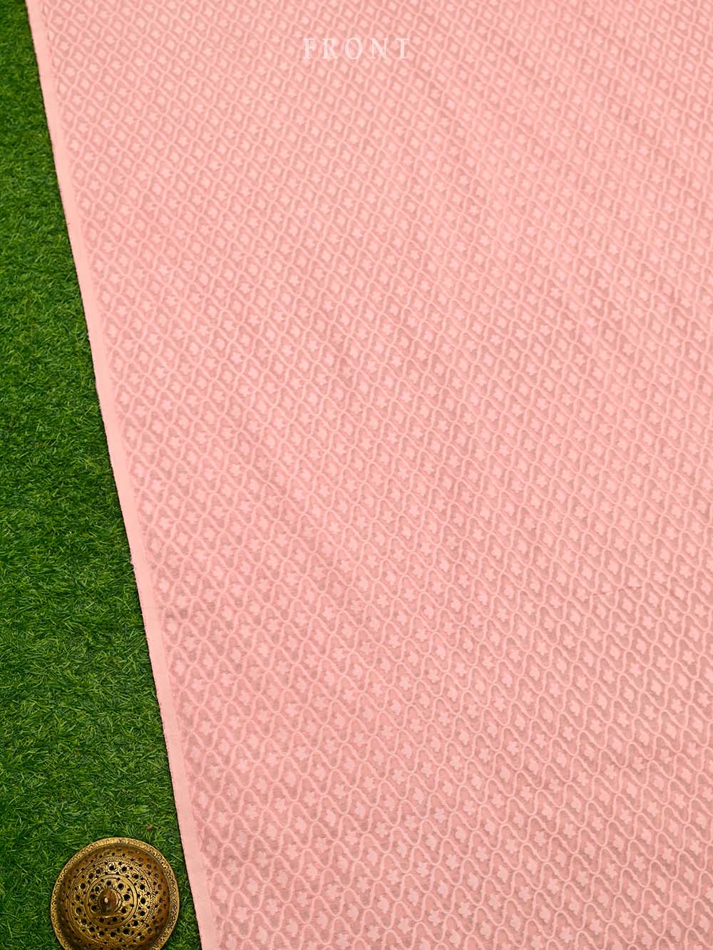 Pastel Pink Jaal Cotton Silk Handloom Banarasi Suit - Sacred Weaves