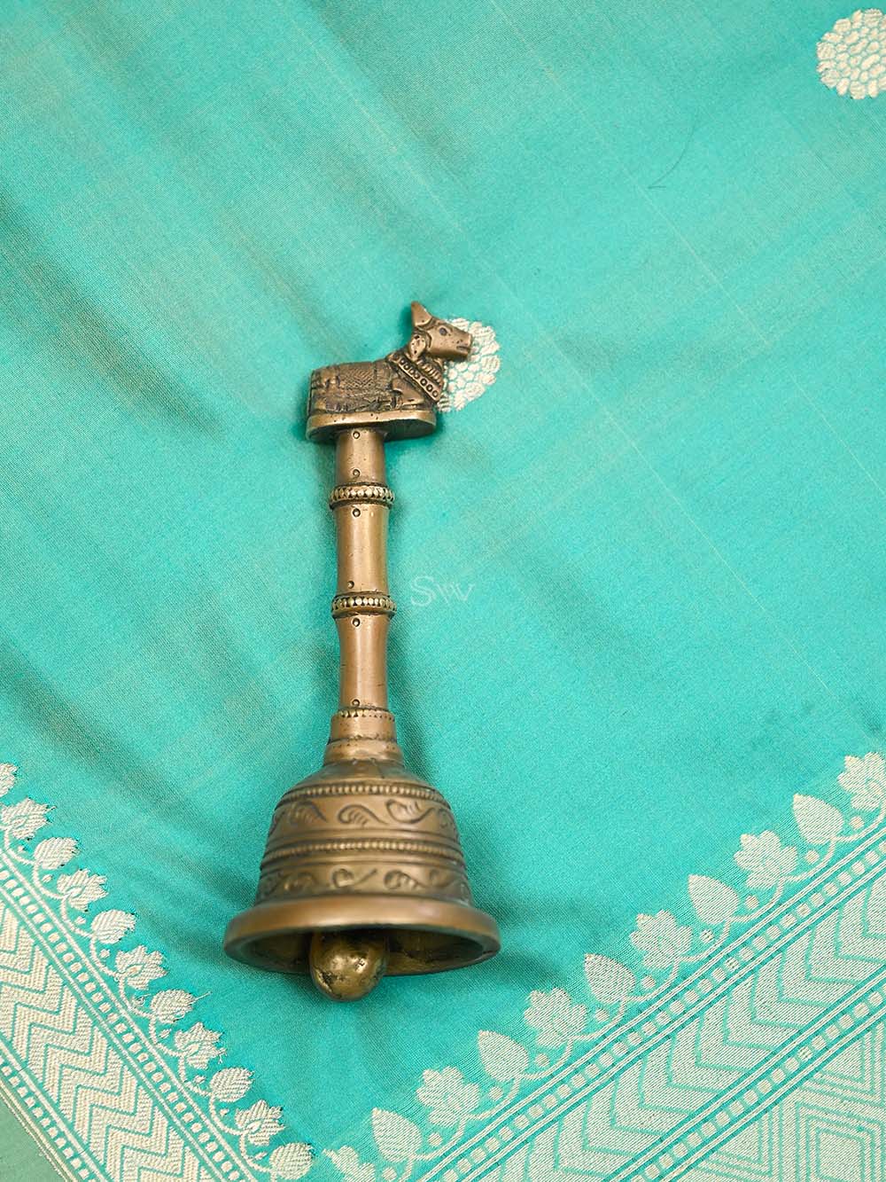 Sky Blue Booti Katan Silk Handloom Banarasi Dupatta