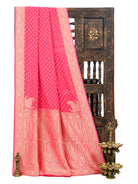 Pink Konia Khaddi Georgette Handloom Banarasi Saree - Sacred Weaves