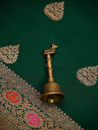 Bottle Green Booti Silk Handloom Banarasi Saree - Sacred Weaves
