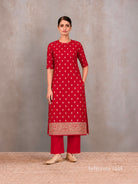 Red Meenakari Khaddi Georgette Handloom Banarasi Suit - Sacred Weaves