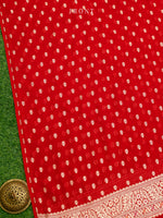 Red Meenakari Khaddi Georgette Handloom Banarasi Suit - Sacred Weaves