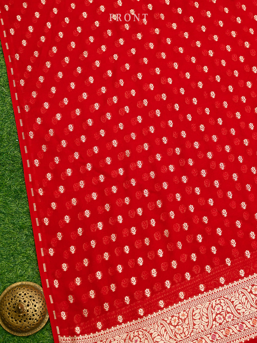 Red Meenakari Khaddi Georgette Handloom Banarasi Suit - Sacred Weaves