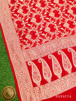 Red Meenakari Khaddi Georgette Handloom Banarasi Suit - Sacred Weaves