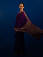 Purple Plain Crepe Silk Handloom Banarasi Saree - Sacred Weaves