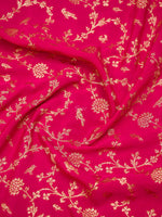 Magenta Shikargah Jaal Crepe Silk Handloom Banarasi Saree - Sacred Weaves