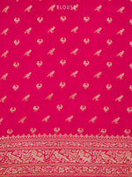 Magenta Shikargah Jaal Crepe Silk Handloom Banarasi Saree - Sacred Weaves