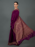 Wine Plain Crepe Silk Handloom Banarasi Saree - Sacred Weaves
