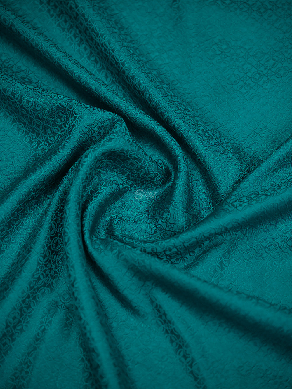 Teal Blue Satin Tanchoi Handloom Banarasi Saree - Sacred Weaves