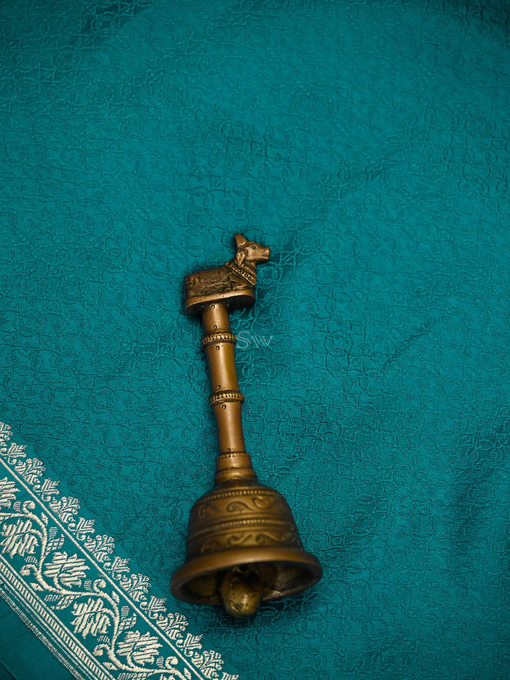 Teal Blue Satin Tanchoi Handloom Banarasi Saree - Sacred Weaves