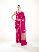 Magenta Boota Satin Silk Handloom Banarasi Saree - Sacred Weaves
