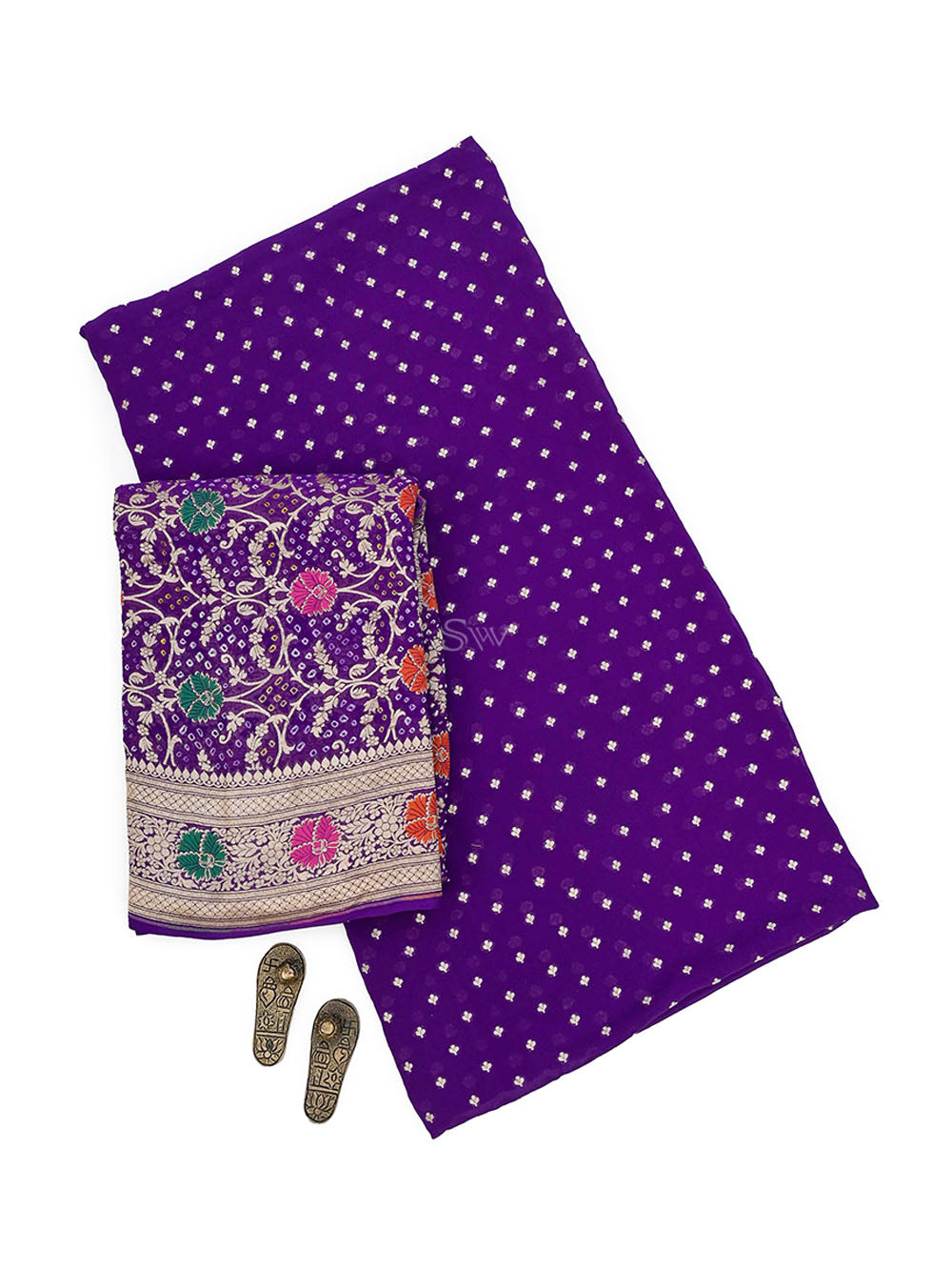 Purple Bandhani Khaddi Georgette Handloom Banarasi Suit