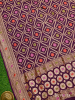 Wine Bandhani Khaddi Georgette Handloom Banarasi Suit - Sacred Weaves
