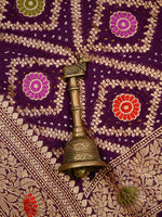 Wine Bandhani Khaddi Georgette Handloom Banarasi Suit - Sacred Weaves