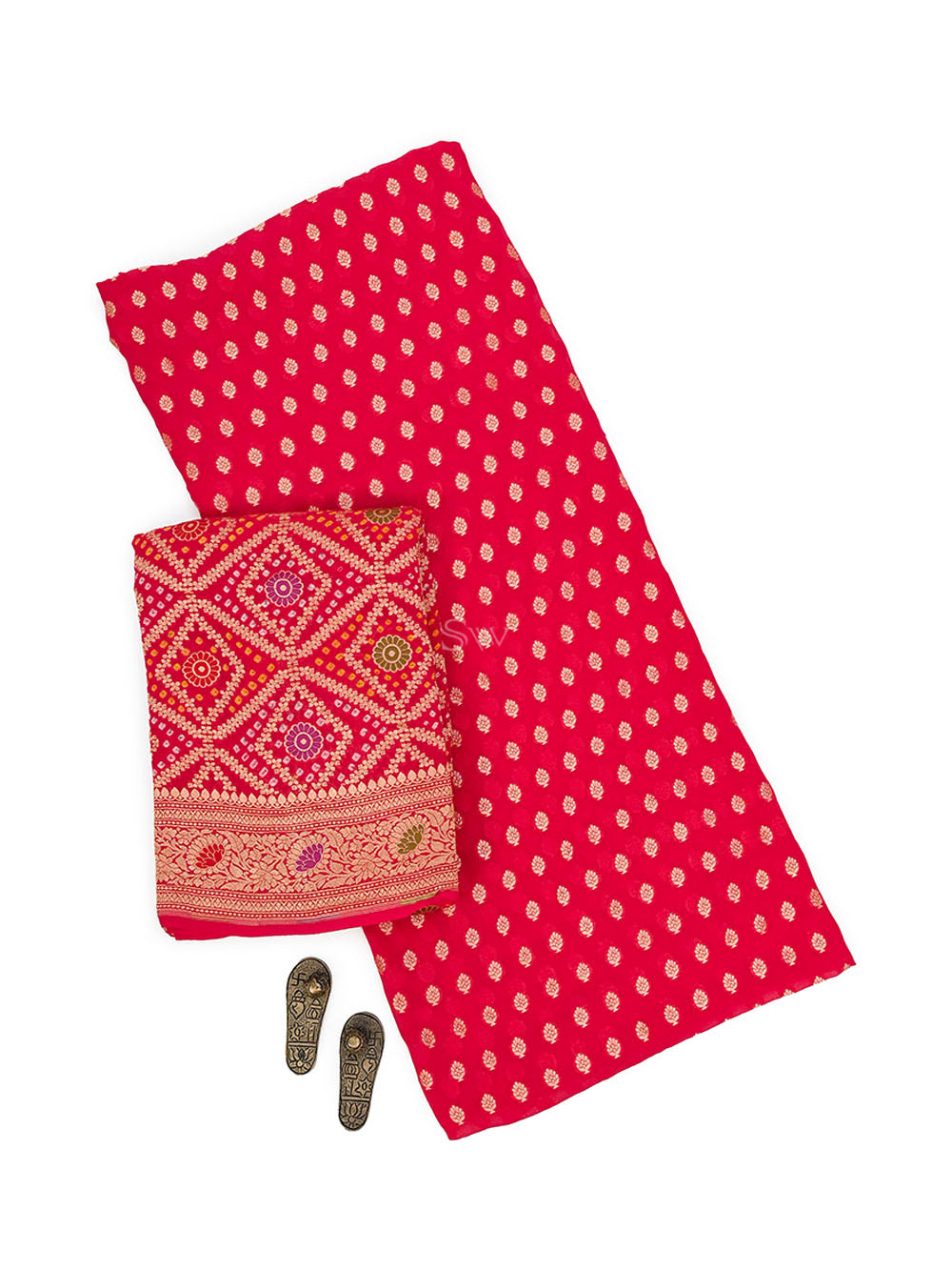 Pink Bandhani Khaddi Georgette Handloom Banarasi Suit