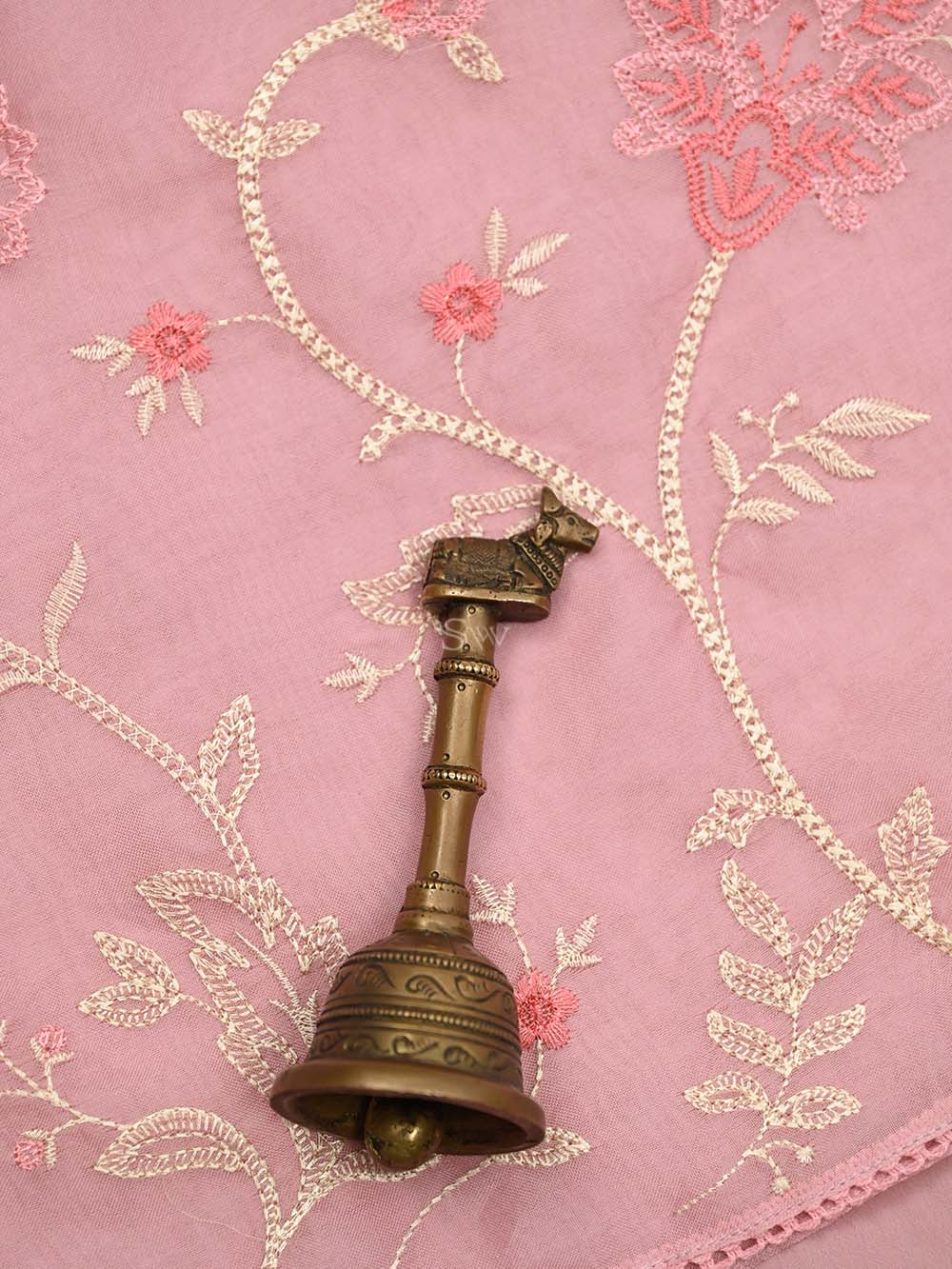 Pastel Pink Embroidery Organza Handloom Banarasi Suit