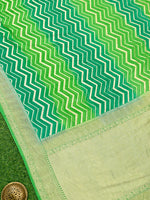 Green Rangkat Khaddi Georgette Handloom Banarasi Saree - Sacred Weaves