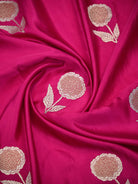 Dark Pink Sona Roopa Boota Satin Silk Handloom Banarasi Saree - Sacred Weaves