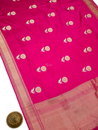 Dark Pink Sona Roopa Boota Satin Silk Handloom Banarasi Saree - Sacred Weaves