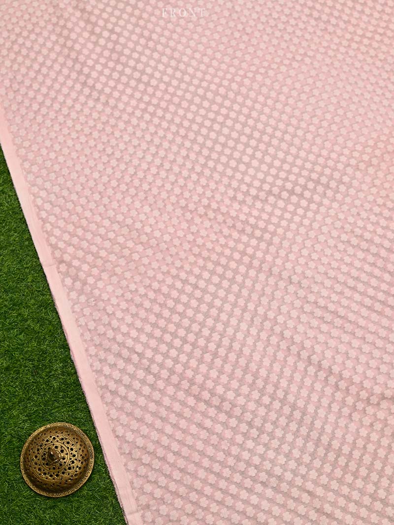 Pastel Pink Booti Cotton Silk Handloom Banarasi Suit