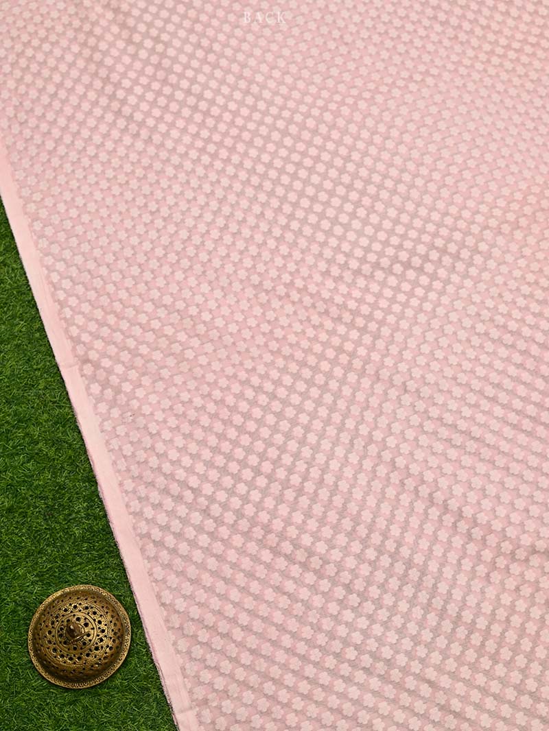 Pastel Pink Booti Cotton Silk Handloom Banarasi Suit