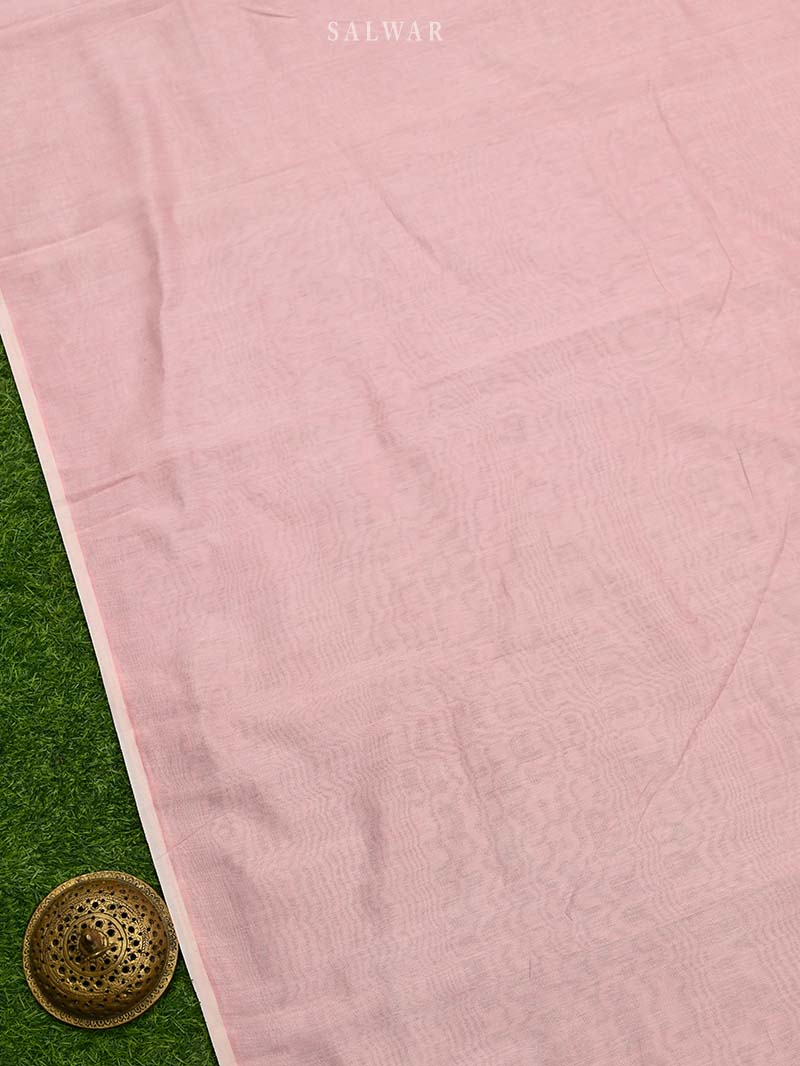 Pastel Pink Booti Cotton Silk Handloom Banarasi Suit