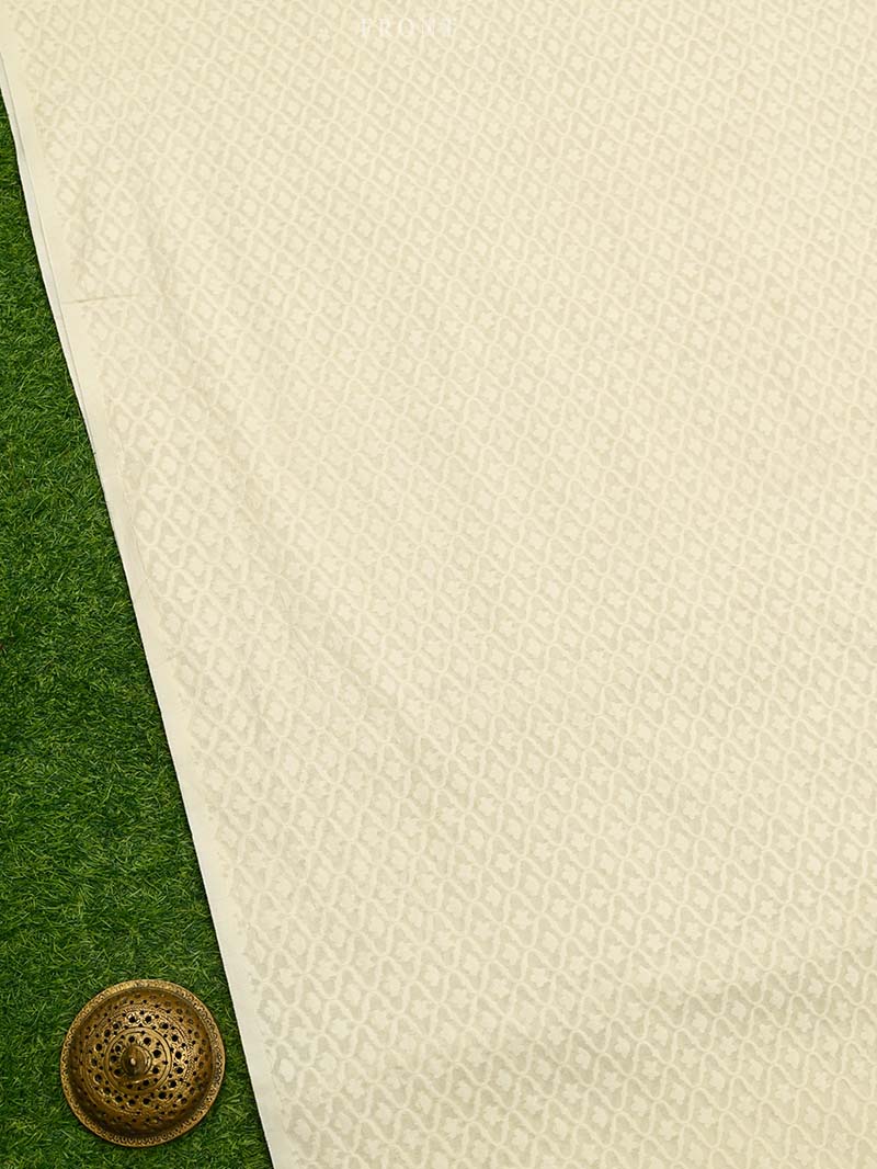 Cream Booti Cotton Silk Handloom Banarasi Suit - Sacred Weaves