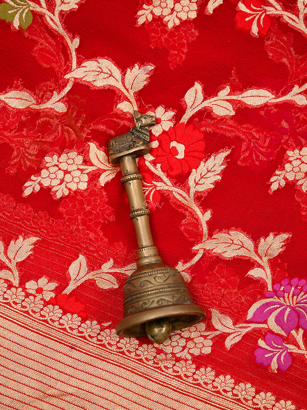 Red Meenakari Jaal Khaddi Georgette Handloom Banarasi Saree - Sacred Weaves