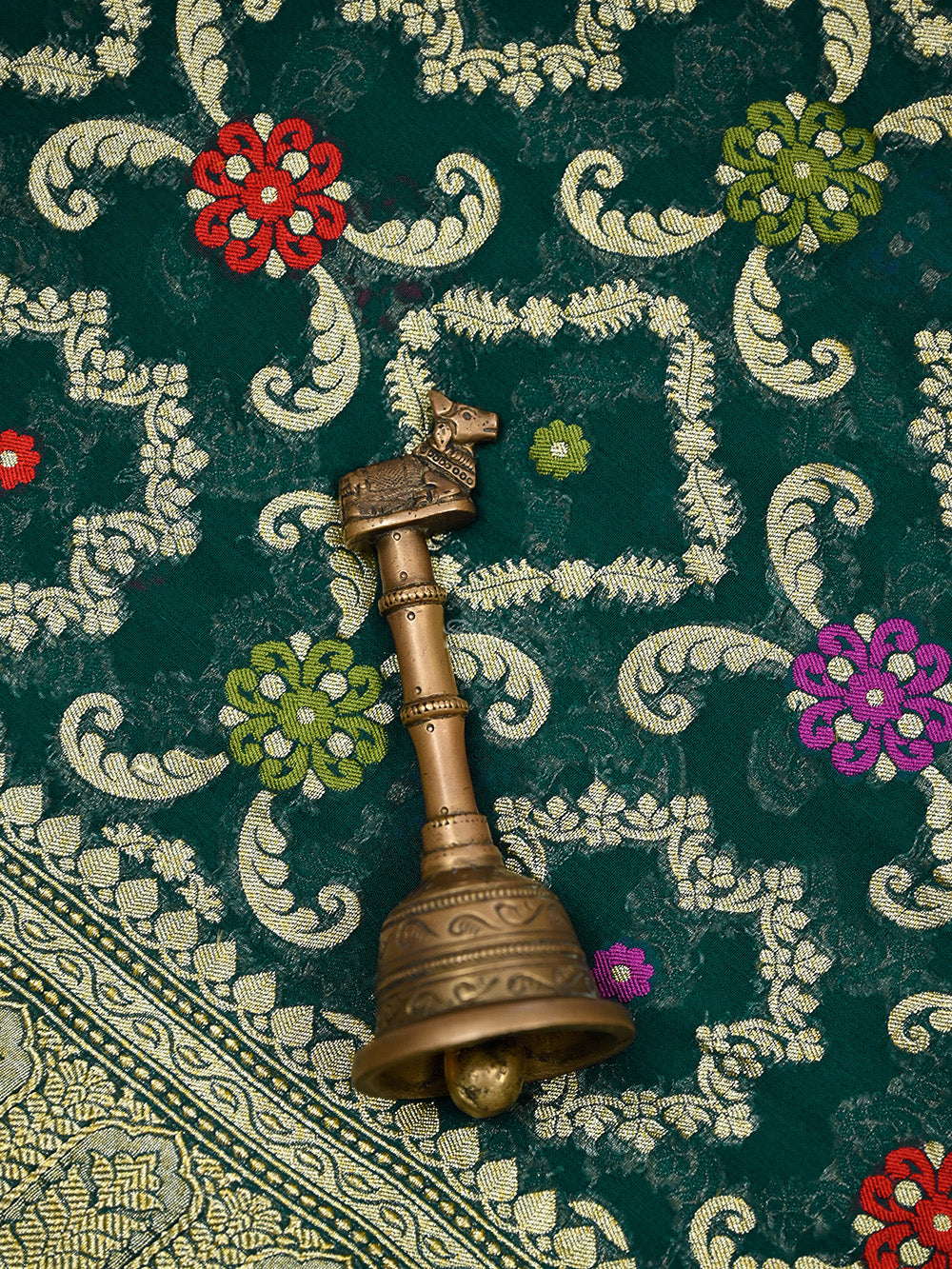 Teal Green Meenakari Jaal Khaddi Georgette Handloom Banarasi Saree - Sacred Weaves