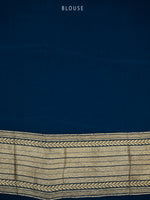 Midnight Blue Meenakari Jaal Khaddi Georgette Handloom Banarasi Saree - Sacred Weaves