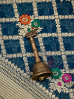 Midnight Blue Meenakari Jaal Khaddi Georgette Handloom Banarasi Saree - Sacred Weaves